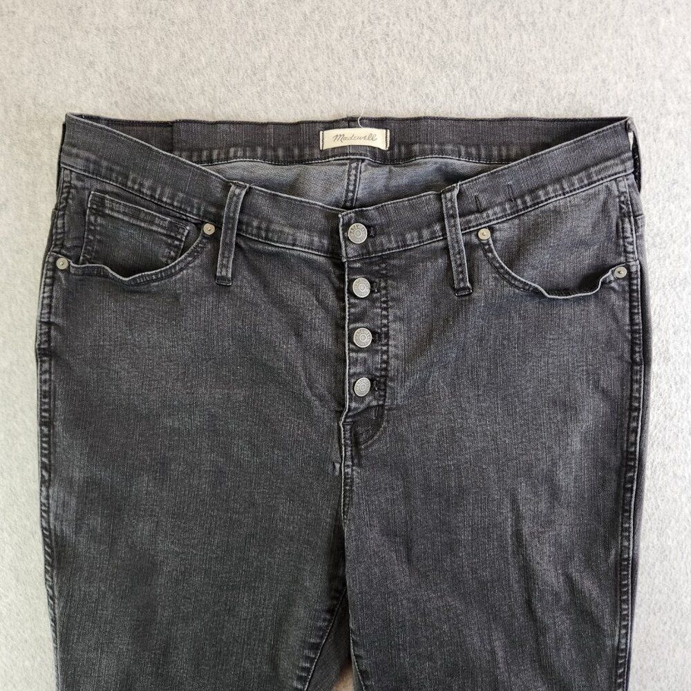 Madewell Jeans Womens 34P Petite Black 10" High Rise Skinny Raw Hem Button Fly - Picture 2 of 16